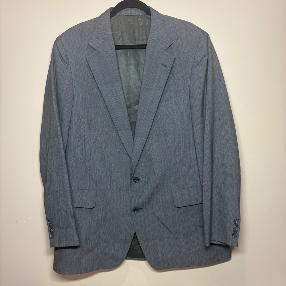 Christian Brooks Mens Gray Blazer Suit Jacket Sports Coat 46L Polyester Wool USA